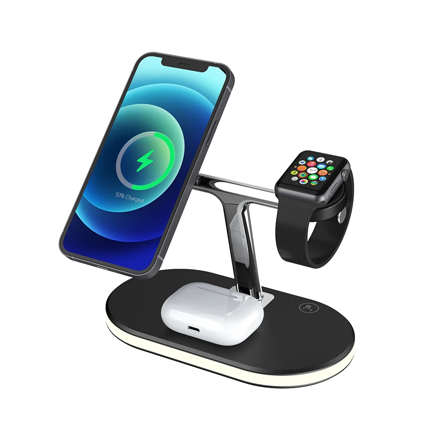 

20W 15W Fast Charging Station 3 in 1 Magnetic Wireless Charger Desktop Stand Wireless Quick Charging Charger For iPhone 12, Black