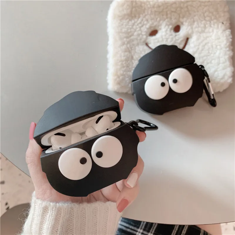 

Free Shipping Spirited Away black coal lovely cute for AirPods 3 4 Pro 2 &1 Case Protective Soft Silicone Cover, As photo show