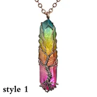 

Natural Crystal Big Pendant Reiki Chakra yoga Tree of Life Rose Gold Color Handmade Wire Wrapped Pendant for Necklace