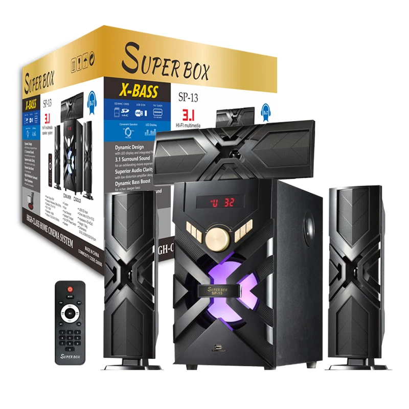 

SUPER BOX SP13 X-BASS stereo cabinet 3.1 Speaker amplifier Home Theatre System Hi-Fi system