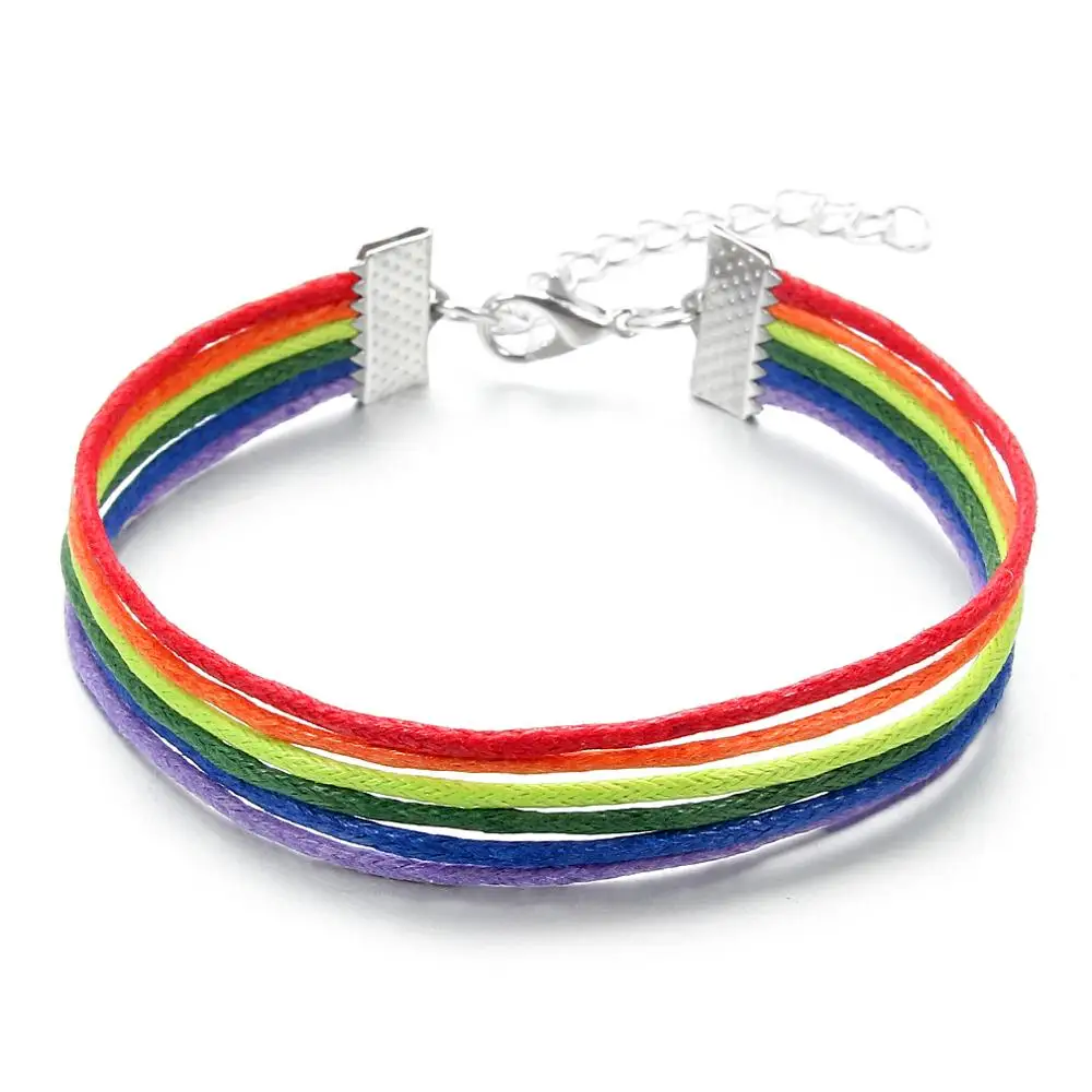 

Rainbow Lesbian LGBT Pride Gay Pride Woven Braided Rope String Strand Friendship Bracelet Exquisite Wristlet