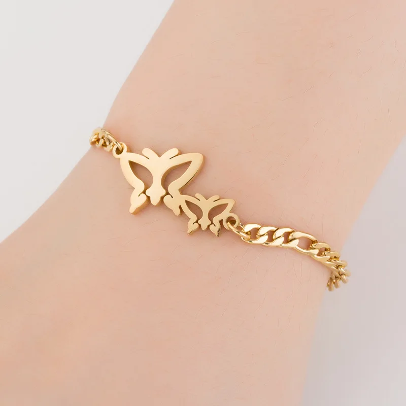 

Y&Y Layered Hollow Butterfly Stainless Steel Charm Bangles Bracelets, Picture shows