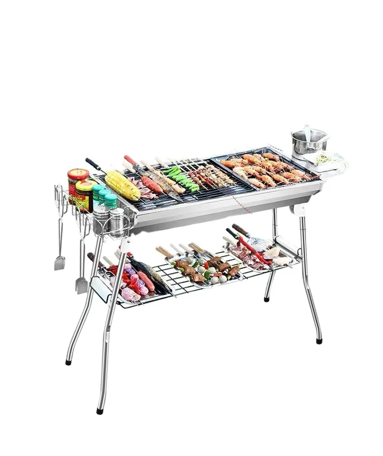 

portable charcoal type bbq stainless steel foldable barbecue grill machine outdoor