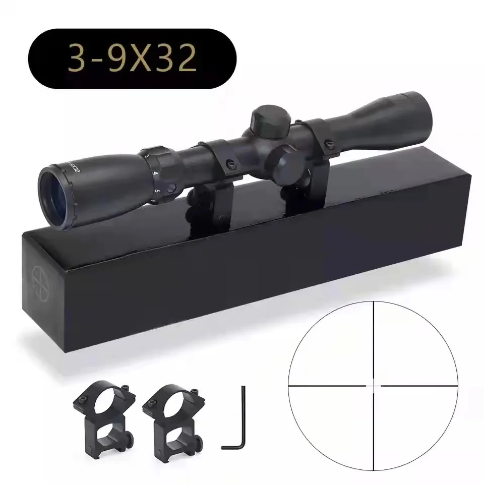 

optical hunting sight riflescope 3-9x32 rifle scope with cross reticle for hunting sight riflescop, Matte black