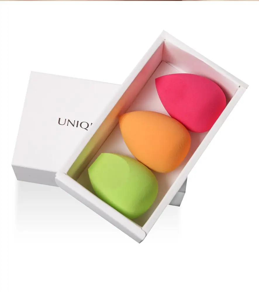 

2021 Top Sale Factory wholesale Customization Beauty Makeup Sponge 3 pcs cosmetic sponge blender kit, Rose red,geen,orange makeup blender