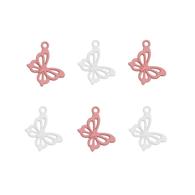 

Fashion Mini Hollow Butterfly Alloy Charms Earrings Making Accessories Drops DIY Jewellery Components and Findings, Pink, white