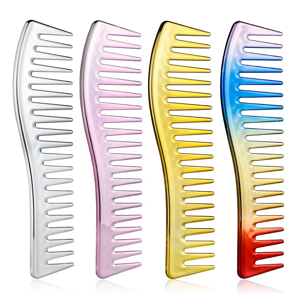 

Men Comb Oil Head Comb Wide Tooth New styles Electroplating Rainbow Barber Hairstyle, Natural color