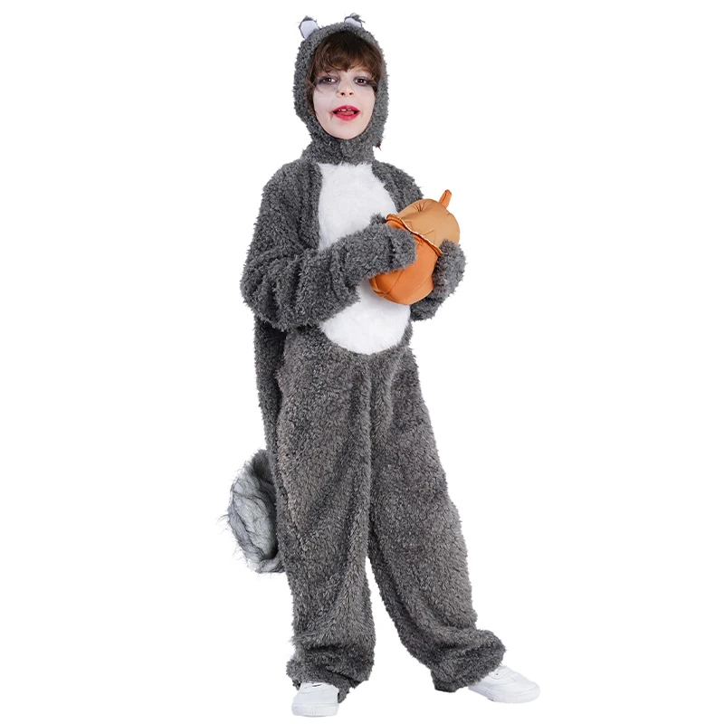 

Kid's Grey Squirrel Jumpsuit halloween Party Cosplay Animal Squirrel Costumes for Children