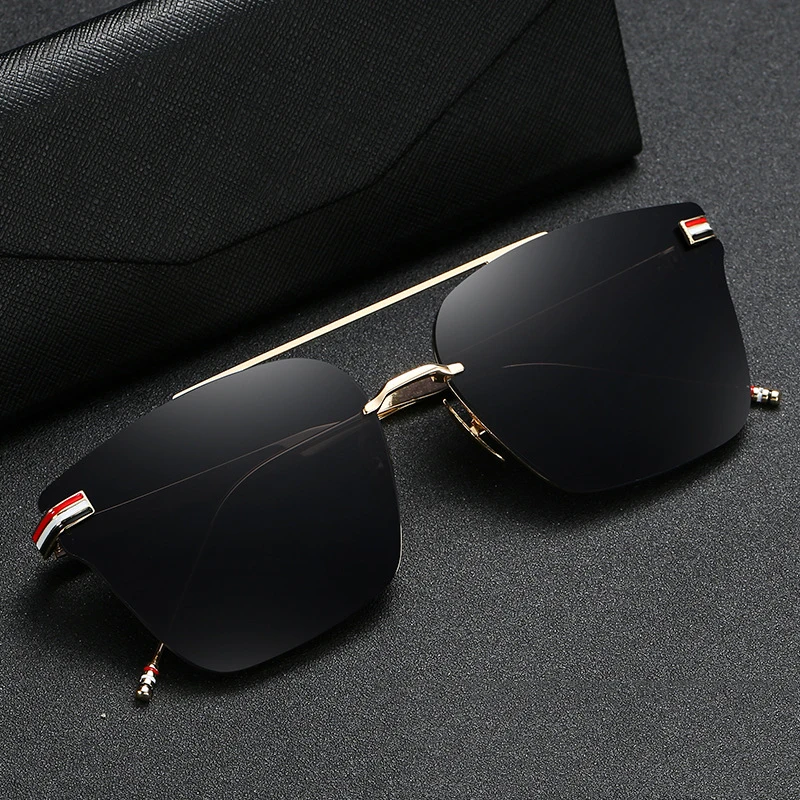 

New Design 2021 Mens Designer Square Frameless Sun Glasses Double Beam Shades Sunglasses, Picture