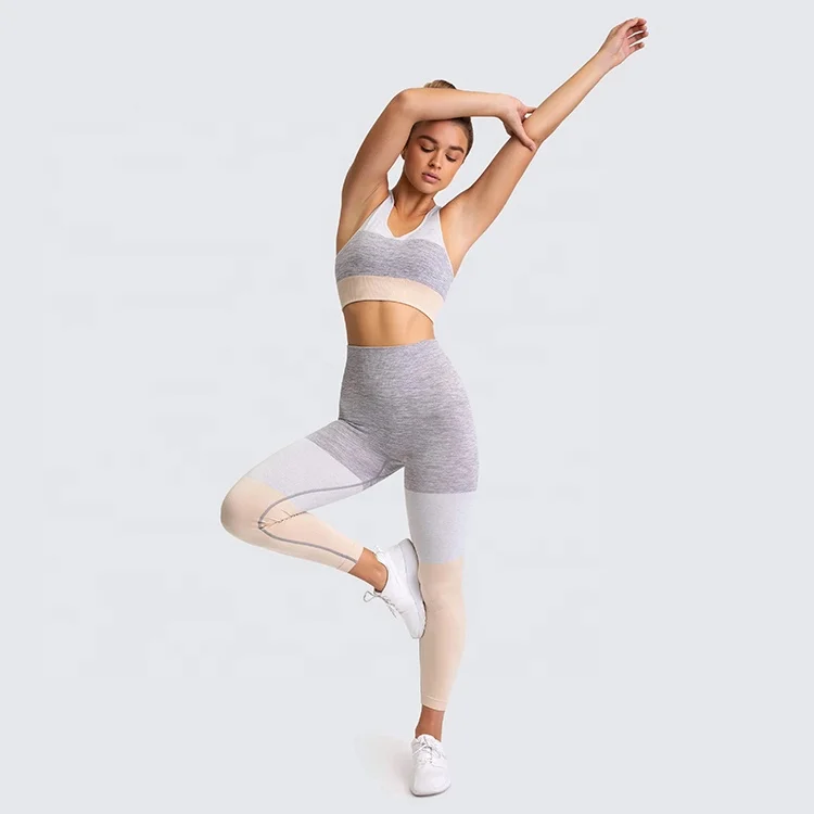 

Workout high waist tummy control yoga pants and bra set sport suit sports bra top fitness pant clothing, Customized colors