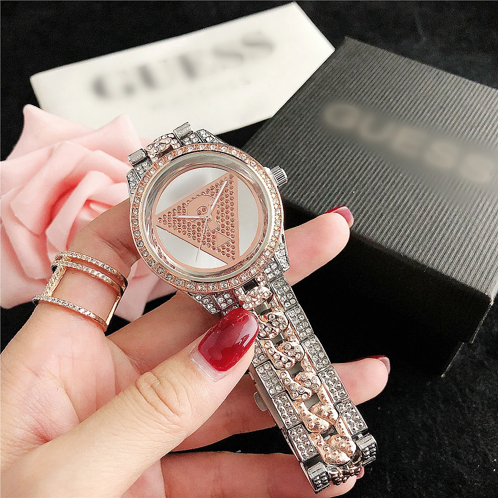 

watch manufacturers in china unique watches women wrist Stainless Steel Clock Dress designer jewelry triangle rhinestone watch, Multi colors