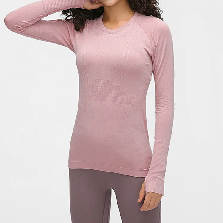 

Blank yoga shirts seamless yoga wear long sleeve tops fitness wear women, 6 colors or custom