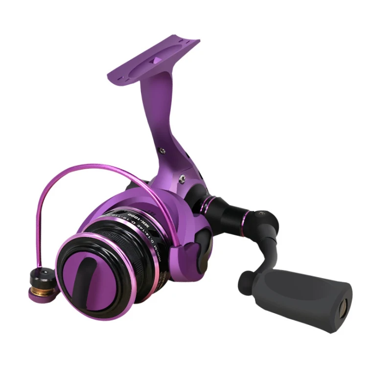 

WEIHE Carp Reel Fishing All Metal Spool Spinning Reel 5kg Max Drag Stainless Steel Handle Line Spool Saltwater Fishing reel, Purple