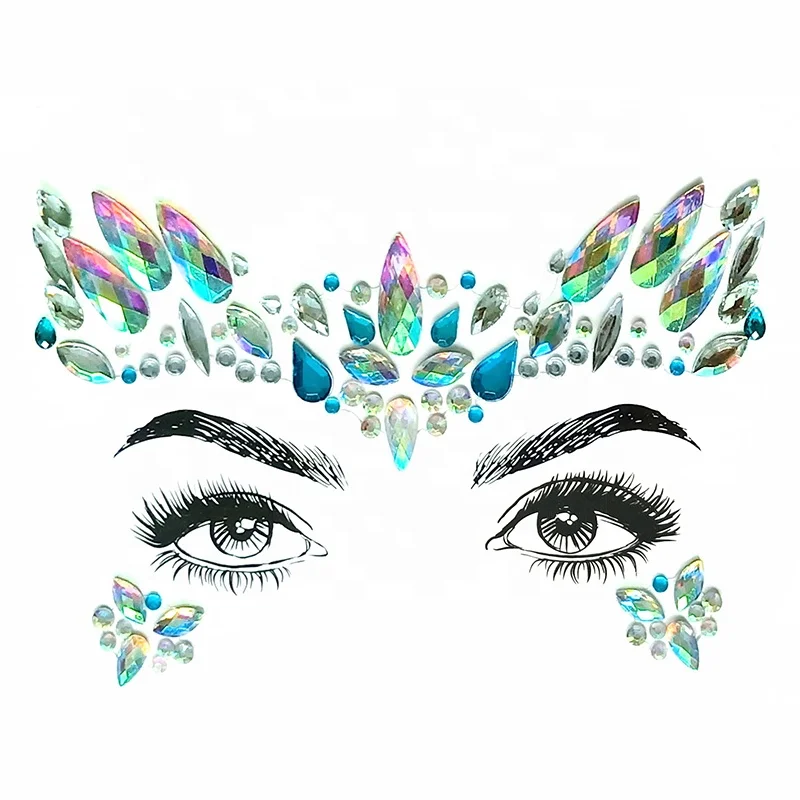 

Festival Party Body Glitter Stickers Face Gems Rhinestone Tattoo Crystal Makeup Face Jewel sticker