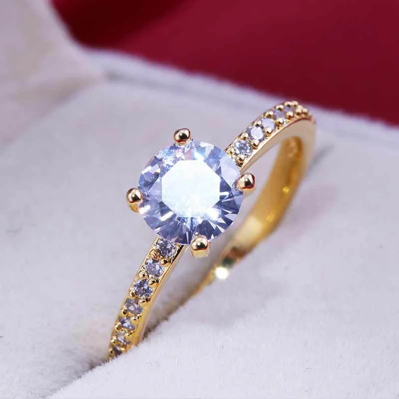 

Fashion Jewelry Engagement Ring Round Princess Ring For Women Gold color Wedding Ring