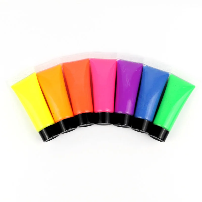 

Factory direct sale UV neon Fluorescent body painting water based safe tube body face paint, 6 uv colors