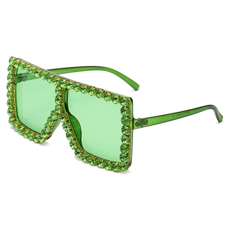 

High Quality Durable Using Various Oversize Square Rhinestone Party Sunglasses For Ladies, 18colors