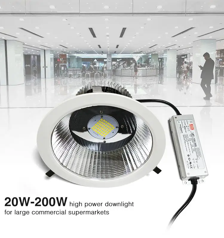 

5000K white 6 inch led light 30 watt equal to 150W halogen light COB LED downlight