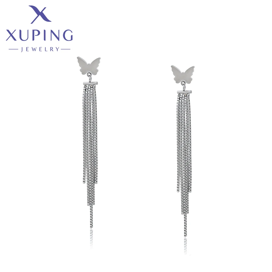 

TTM125 Xu Ping jewelry butterfly fringed long earrings stainless steel women jewelry