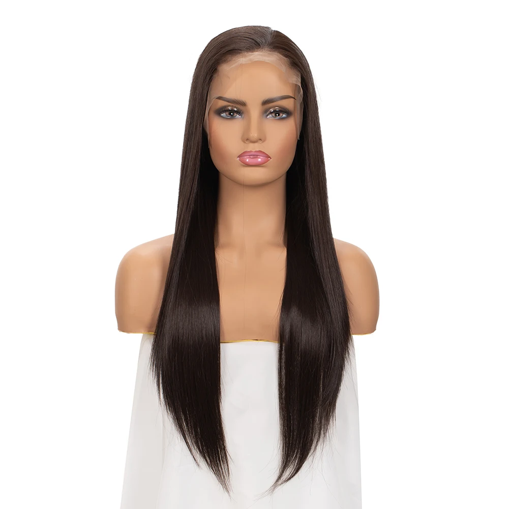 

Ready to Ship Coffee Black Blend Human Hair Wigs Front Lace Futura Synthetic Wig