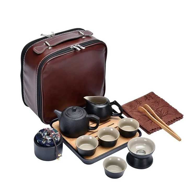 

Trending Popular Classic Vintage Handmade Pottery Kung Fu Tea Set with Traveling Bag