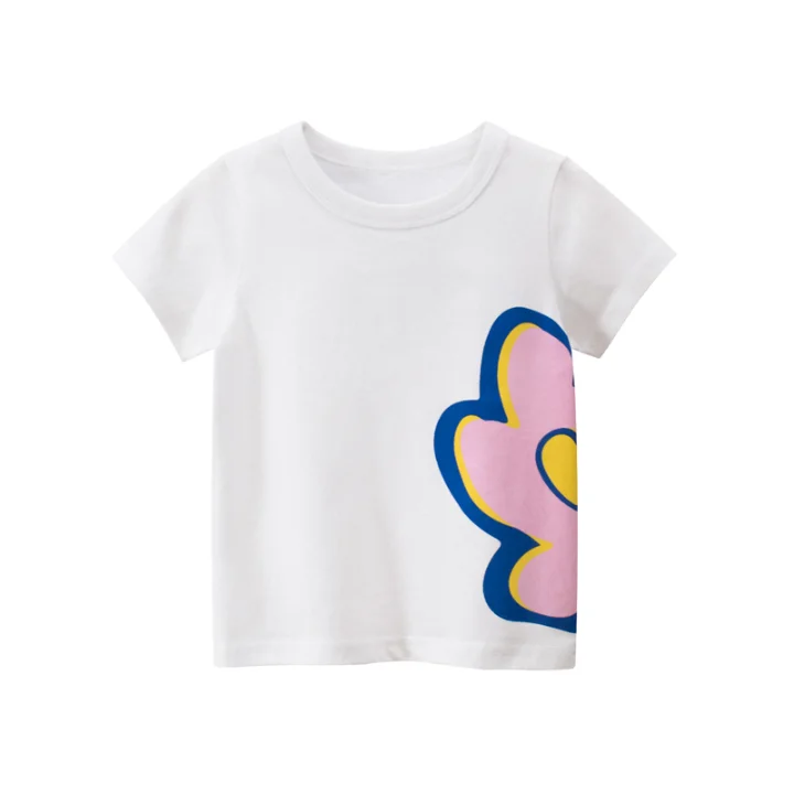 

Summer Children Clothes White Cotton Short Sleeve Cute Tops Baby Girl T Shirt
