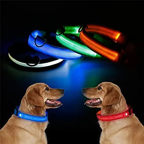

Glowing Pet Dog Collar for Night Safety with USB Rechargeable Super Bright LED Dog Flashing Collar for Small Medium Large Dogs, Red,blue,green,orange,yellow,white,and pink