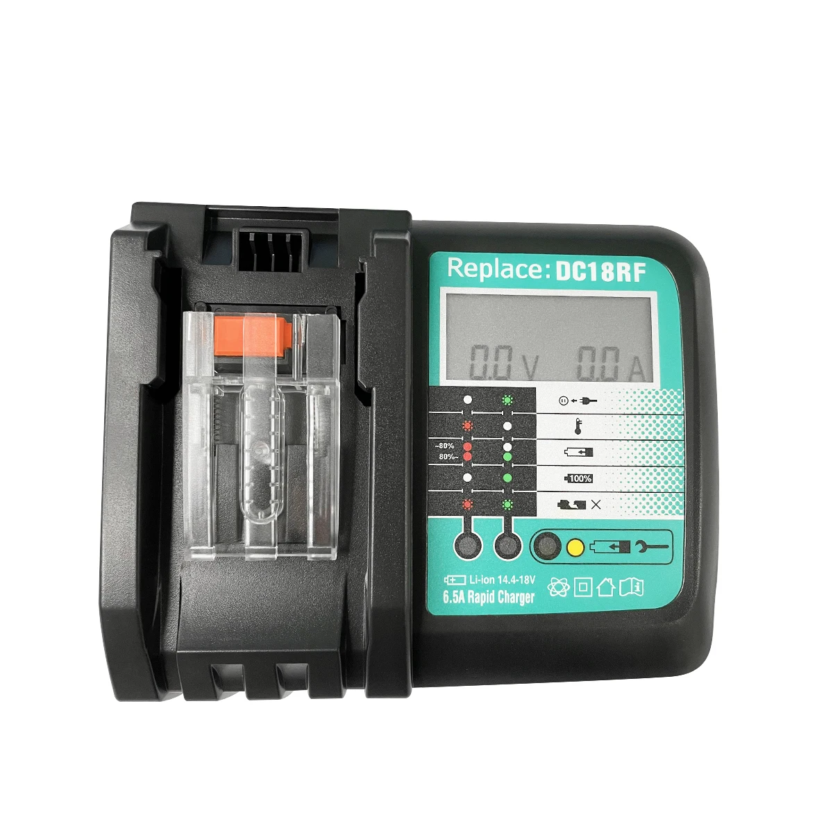 

6.5A DC18RF Makita Battery Charger with LED Screen for Makita 18v Battery Charger BL1830 BL1430 BL1850 BL1860 DC18RC DC18RA, Black