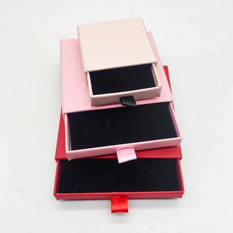 

In Stock Packaging Gift Ring Paper Luxury Jewelry Box Long Necklace Packaging Box, Pink,black,blue,white,light pink,beige etc.