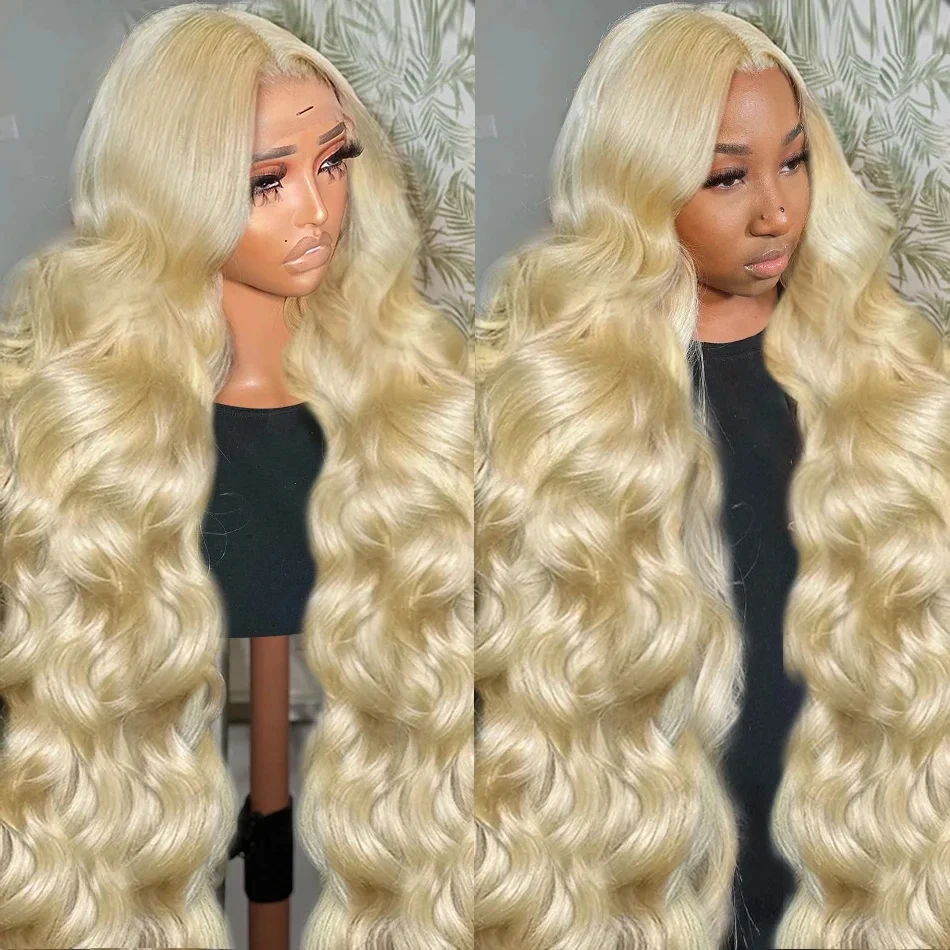 38inch Raw Human Hair Lace Frontal Wig 613 Blonde Body Wave Lace Front Wig Pre Plucked 13x4 Glueless hd Lace Front Wig for Women