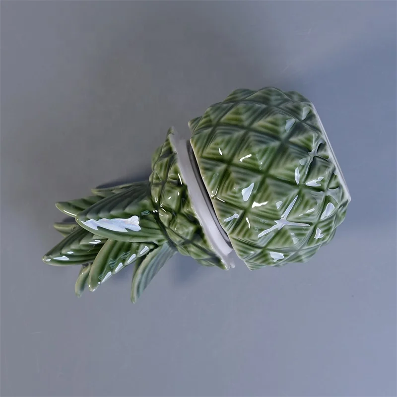 Pineapple-shape ceramic votive candle vessel luxury candle holder with lid home decor wholesale