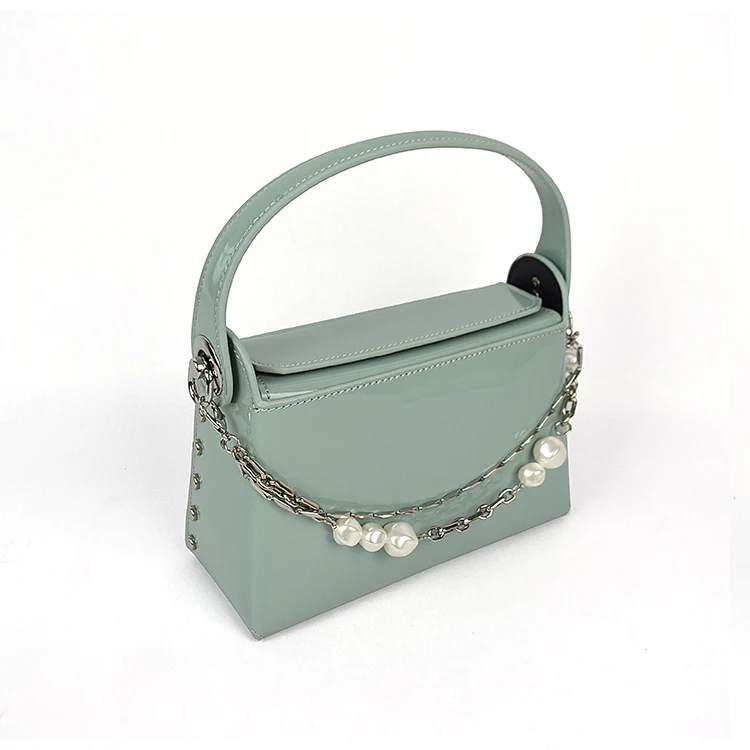 

2021 oem custom logo white crystal mini clear pvc transparent Patent Leather small handbag shoulder bags for lady, Blue