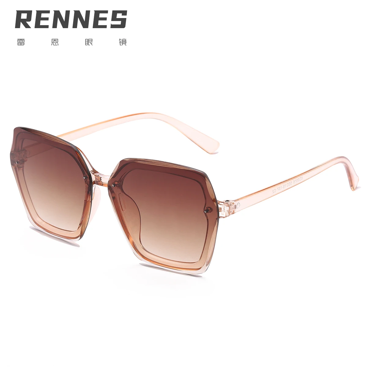 

RENNES [RTS] Ins Fashion Polygon Progressive Color Rimless Glasses PC Frame Oversized Glasses for Women Sunglasses CE, Custom colors