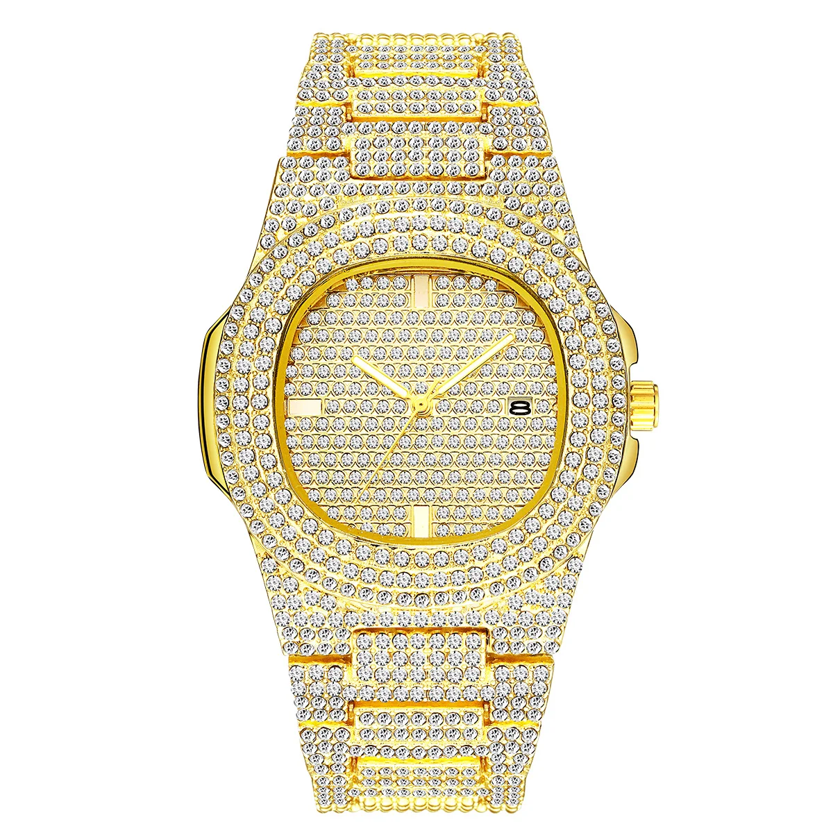 

Hot selling fashion men's and women's steel band watches studded with star calendar diamond steel band quartz watches