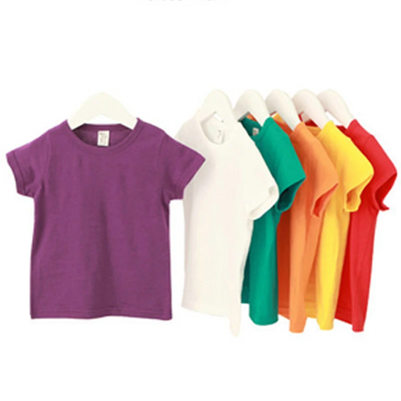 

2020 Korean children's solid color short-sleeved T-shirt boys and girls wild shirt