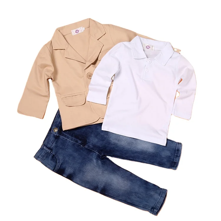 

fashion boy's suit + T-shirt + jeans 3-piece set