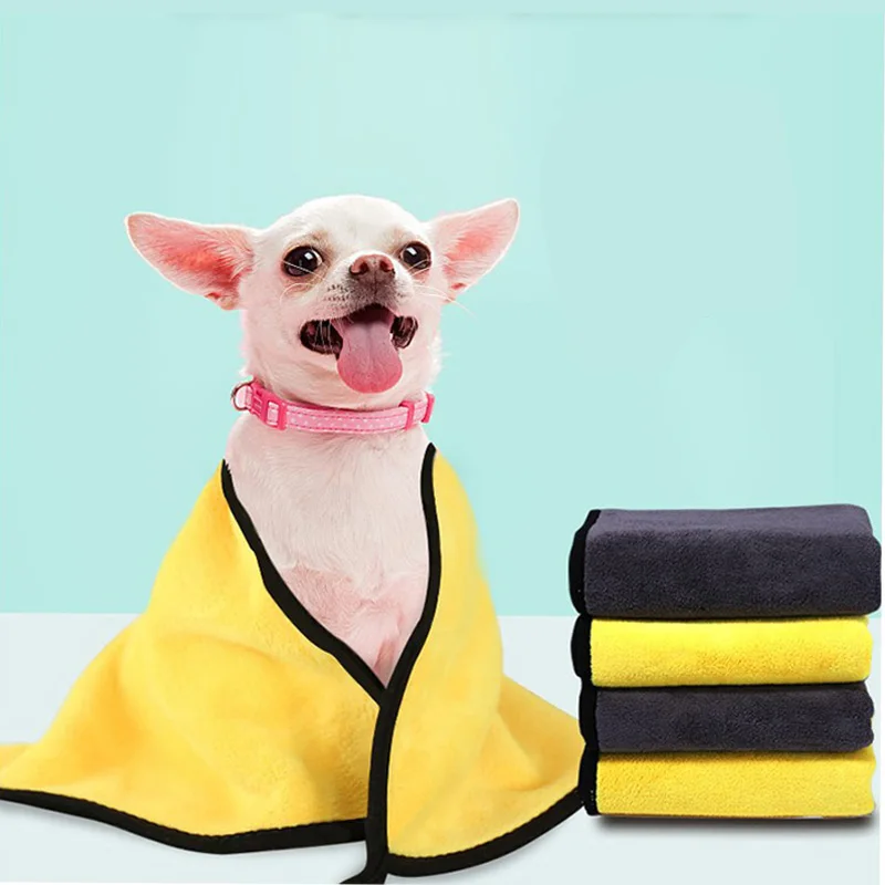 

China Wholesale Plush Coral Fleece High Density Personal Size Microfiber Pet Dog Towel, Blue