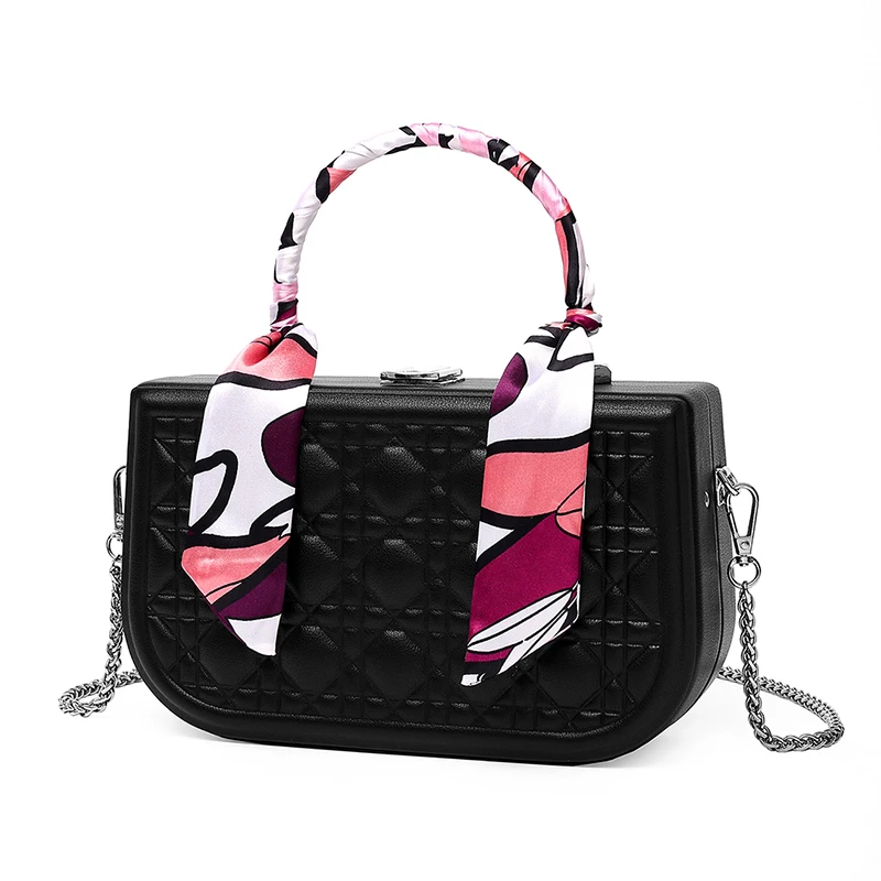 

wholesale promotion pu leather women's shoulder bag small square color bag with silk scarves., Black/green/red/white/brown/gray/khaki