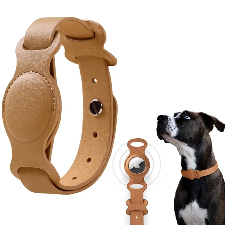 

Multi Purpose Protector Case Pet Collar Adjustable Pu Leather Airtag Dog Collar, Blue, black, brown or customized color