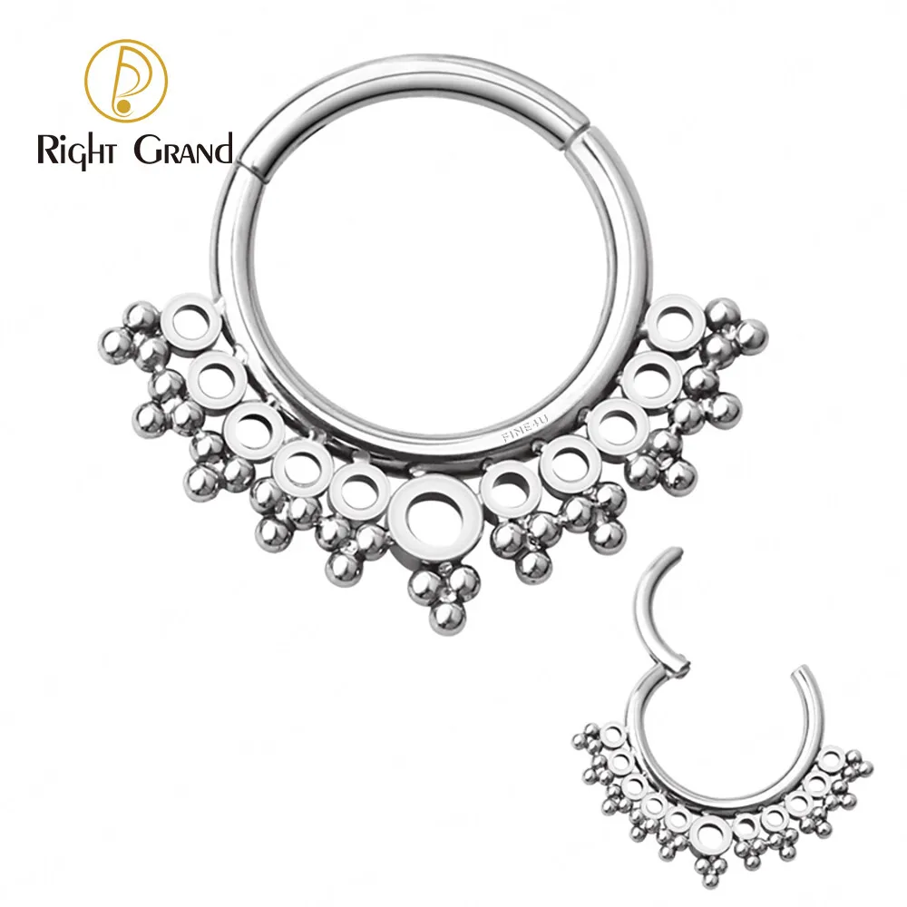 

Fashion ASTM F136 Titanium Hing Septum Clicker Body Piercing Jewelry Nose Ring