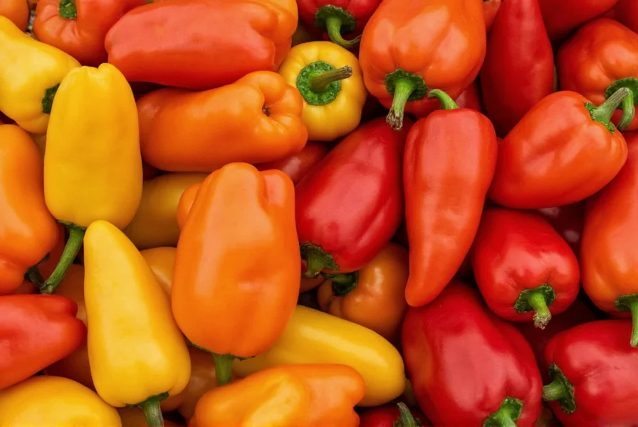 Close-up comparison of ornamental peppers versus culinary peppers showing size, shape, and color differences
