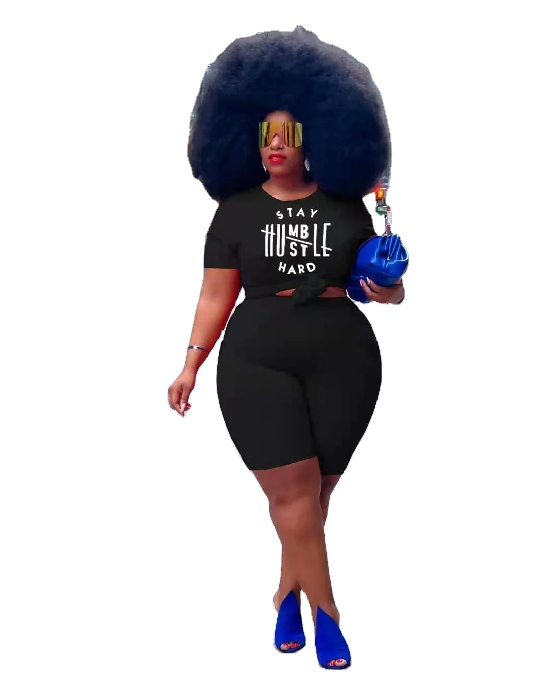 

summer 2021 trendy letter graphic tshirt and short pants set 5XL plus size women casual outfit, 4color as picture