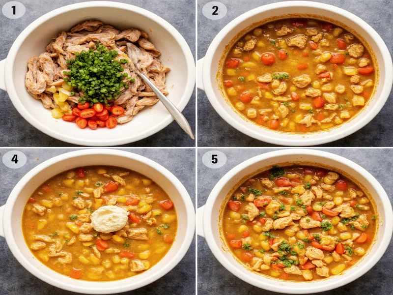 Step-by-step chicken potpie filling preparation