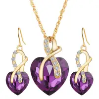 

ysn013 gold fashion jewellery sets, heart shaped zirconia women necklace jewelry sets, rose gold fashion jewelry