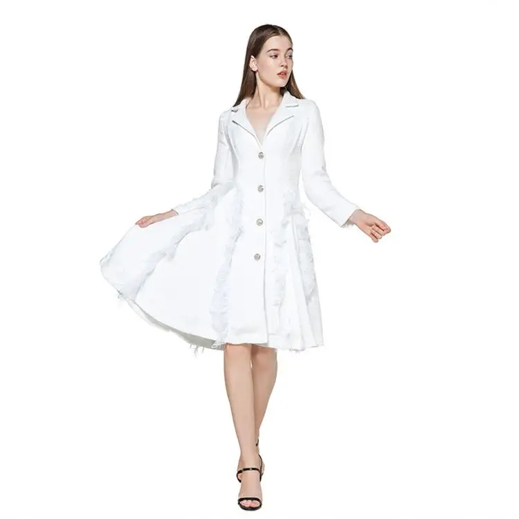 

Good selling Trench Wholesale Woman Wool Leather Women's Long Coat Women, White