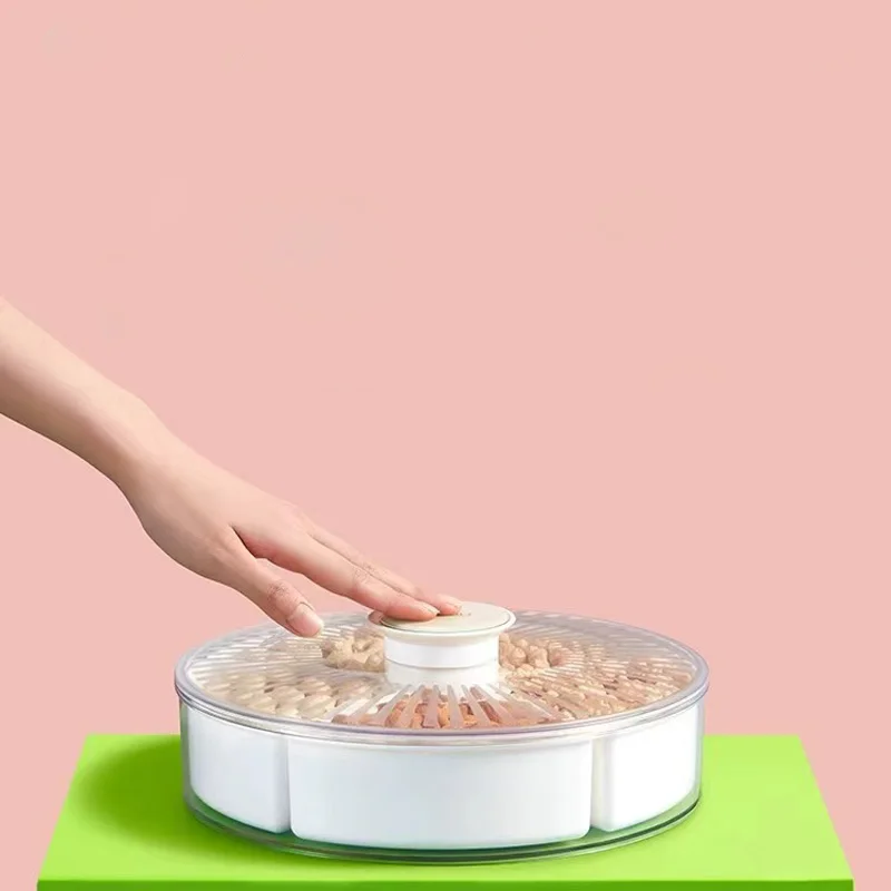 Roundness Snackle Box Container Divided Serving Tray with Lid and Handle Snackle Storage Box