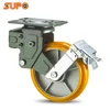 SUPO Superior quality 5 inch 6inch 8inch Heavy Duty PU Cast Iron Spring Loaded Swivel Shock Absorbing Wheels Castors