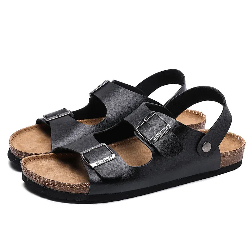 

fashion couples arch support men beach adjustable buckle straps cork footbed sandals