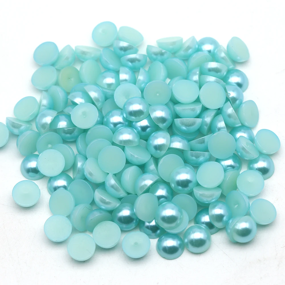 

Aquamarine Color 1.5mm 10000Pcs Flat Back Abs Half Pearl Round Bead