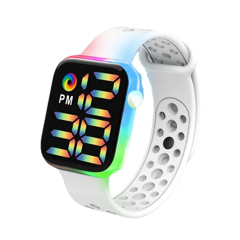 

Sport Touch waterproof LED flash watch Luminous digital watch silicone breathable strap transparent case watch